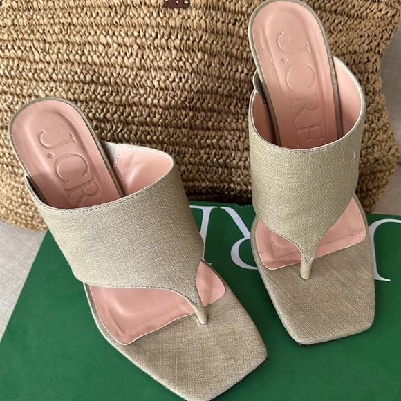 J CREW Heeled Thong Sandals in Linen - Picture 10 of 13